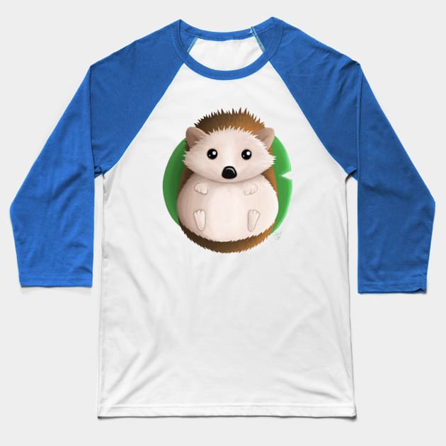 Hedgehog on a Lilypad Baseball T-Shirt by JuliaCoffin